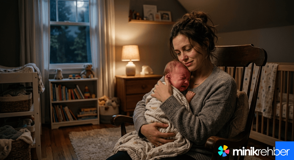 Ebeveynlerin merak ettiği bebekler neden sürekli ağlar sorusu ve ağlayan bebeğini sakinleştiren anne